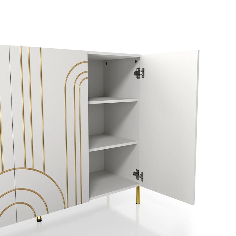 Buffet de salle à manger moderne à 4 étagères réglables avec armoire de rangement