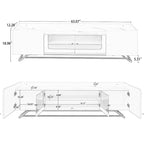 Meuble TV avec verre cannelé, meuble de divertissement pour téléviseurs jusqu'à 70 pouces, console TV avec plateau en faux marbre et piètement doré