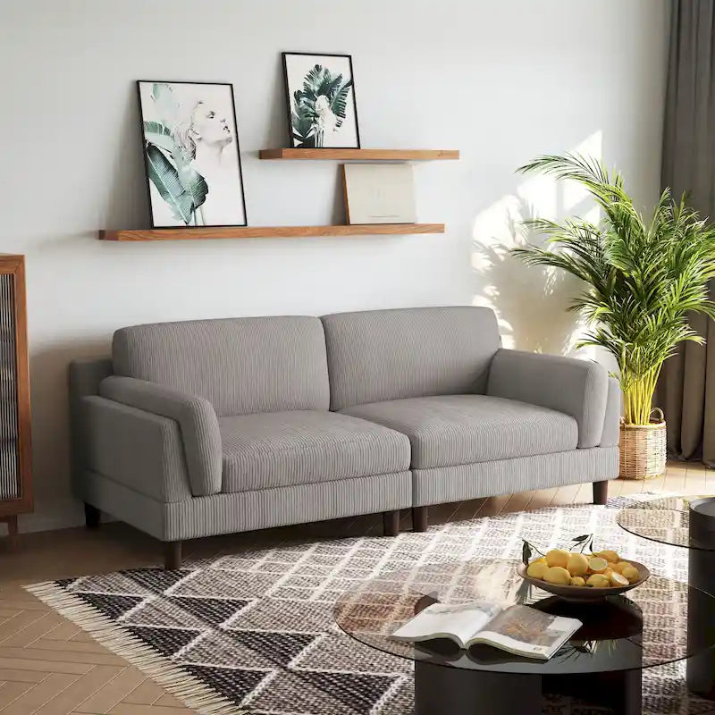 Canapé moderne 90 pouces en velours côtelé, confortable, avec assise profonde