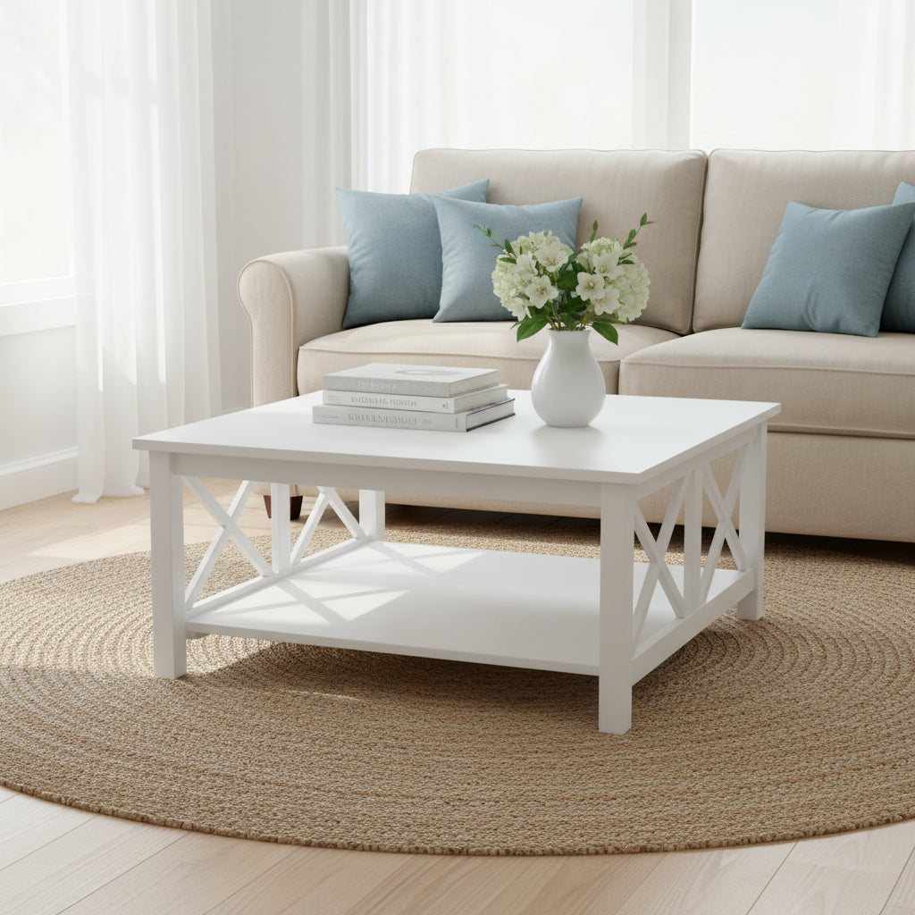 Table basse carrée en bois massif - 36 x 36