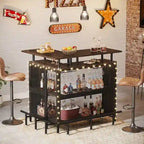 Table de bar en L avec porte-verres et étagères
