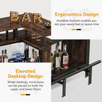 Table de bar en L avec porte-verres et étagères