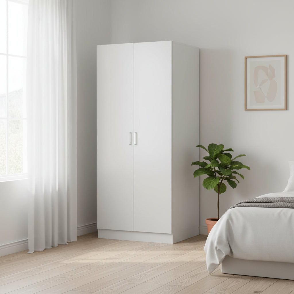 Kerrogee 5-Tier Wardrobe Armoire with 2-Door & Hanging Rod - 31.5L x 15.7W x 70.9H