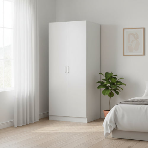 Kerrogee 5-Tier Wardrobe Armoire with 2-Door & Hanging Rod - 31.5L x 15.7W x 70.9H