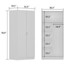 Armoire à 5 étagères avec 2 portes et une tringle de suspension - 80L x 40P x 180H cm
