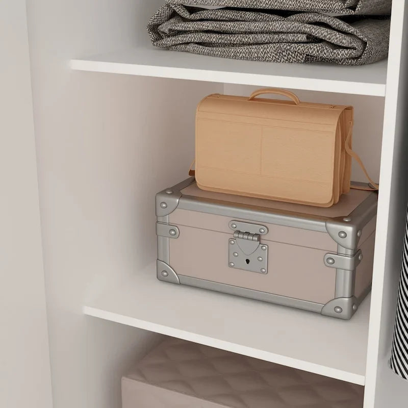 Armoire à 5 étagères avec 2 portes et une tringle de suspension - 80L x 40P x 180H cm