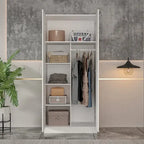 Armoire à 5 étagères avec 2 portes et une tringle de suspension - 80L x 40P x 180H cm