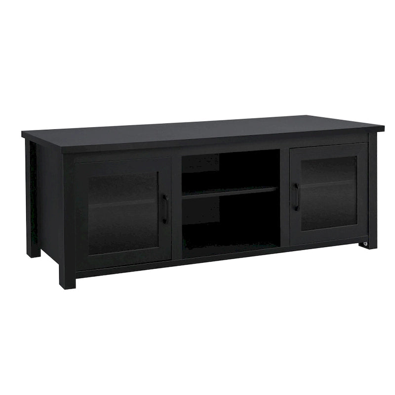 Meuble TV classique pour téléviseurs jusqu'à 80 pouces - Portes vitrées - Finition moderne - 65 L x 16 P x 23,625 H