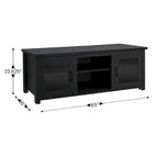 Meuble TV classique pour téléviseurs jusqu'à 80 pouces - Portes vitrées - Finition moderne - 65 L x 16 P x 23,625 H