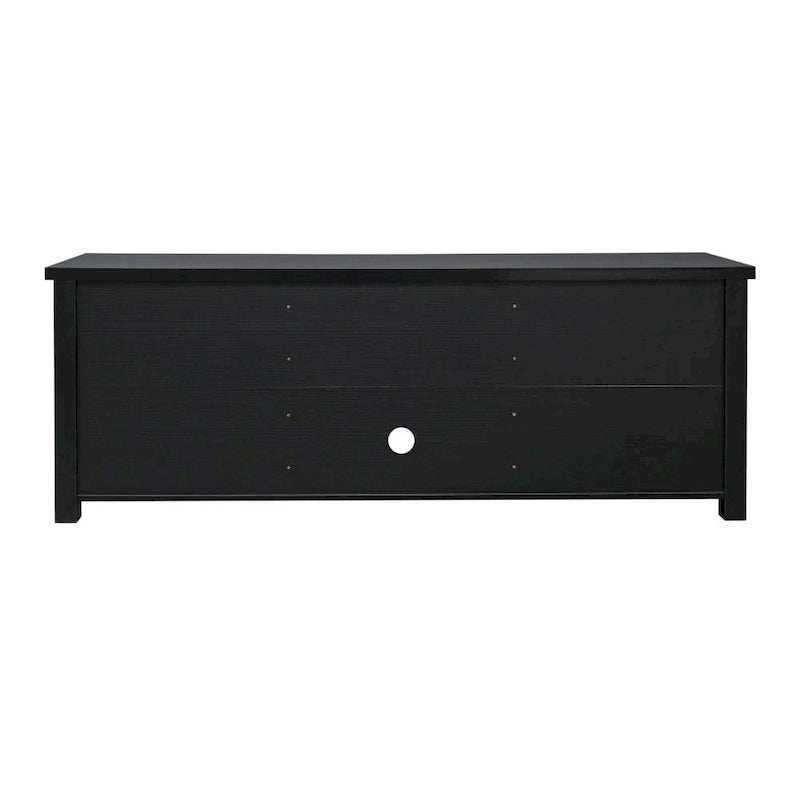 Meuble TV classique pour téléviseurs jusqu'à 80 pouces - Portes vitrées - Finition moderne - 65 L x 16 P x 23,625 H