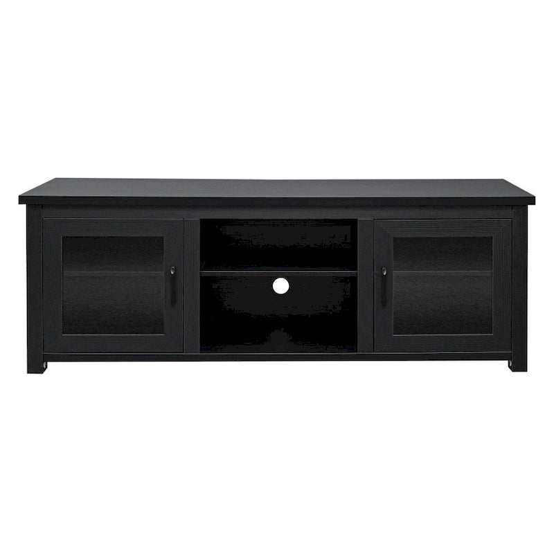 Meuble TV classique pour téléviseurs jusqu'à 80 pouces - Portes vitrées - Finition moderne - 65 L x 16 P x 23,625 H