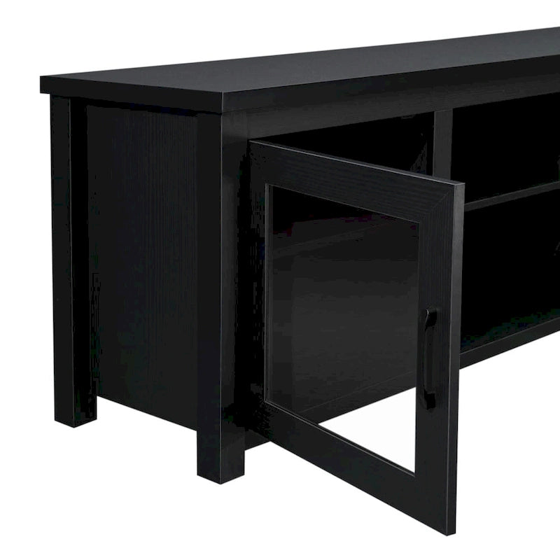 Meuble TV classique pour téléviseurs jusqu'à 80 pouces - Portes vitrées - Finition moderne - 65 L x 16 P x 23,625 H