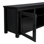 Meuble TV classique pour téléviseurs jusqu'à 80 pouces - Portes vitrées - Finition moderne - 65 L x 16 P x 23,625 H