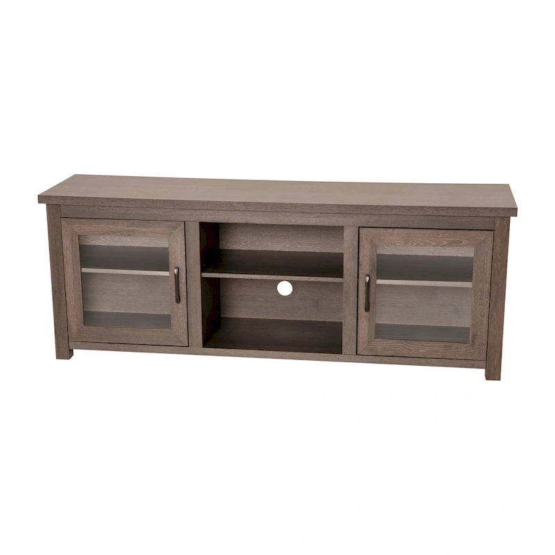 Meuble TV classique pour téléviseurs jusqu'à 80 pouces - Portes vitrées - Finition moderne - 65 L x 16 P x 23,625 H