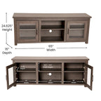 Meuble TV classique pour téléviseurs jusqu'à 80 pouces - Portes vitrées - Finition moderne - 65 L x 16 P x 23,625 H