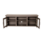 Meuble TV classique pour téléviseurs jusqu'à 80 pouces - Portes vitrées - Finition moderne - 65 L x 16 P x 23,625 H