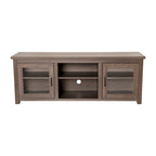 Meuble TV classique pour téléviseurs jusqu'à 80 pouces - Portes vitrées - Finition moderne - 65 L x 16 P x 23,625 H