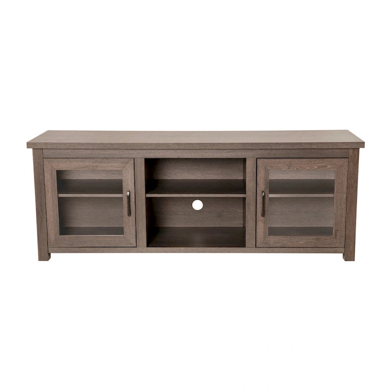 Meuble TV classique pour téléviseurs jusqu'à 80 pouces - Portes vitrées - Finition moderne - 65 L x 16 P x 23,625 H