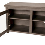 Meuble TV classique pour téléviseurs jusqu'à 80 pouces - Portes vitrées - Finition moderne - 65 L x 16 P x 23,625 H