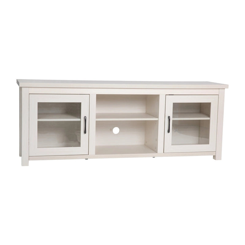 Meuble TV classique pour téléviseurs jusqu'à 80 pouces - Portes vitrées - Finition moderne - 65 L x 16 P x 23,625 H