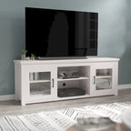 Meuble TV classique pour téléviseurs jusqu'à 80 pouces - Portes vitrées - Finition moderne - 65 L x 16 P x 23,625 H