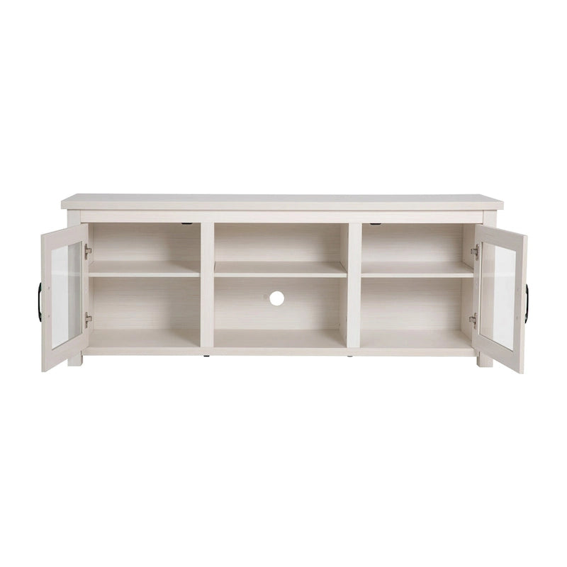 Meuble TV classique pour téléviseurs jusqu'à 80 pouces - Portes vitrées - Finition moderne - 65 L x 16 P x 23,625 H