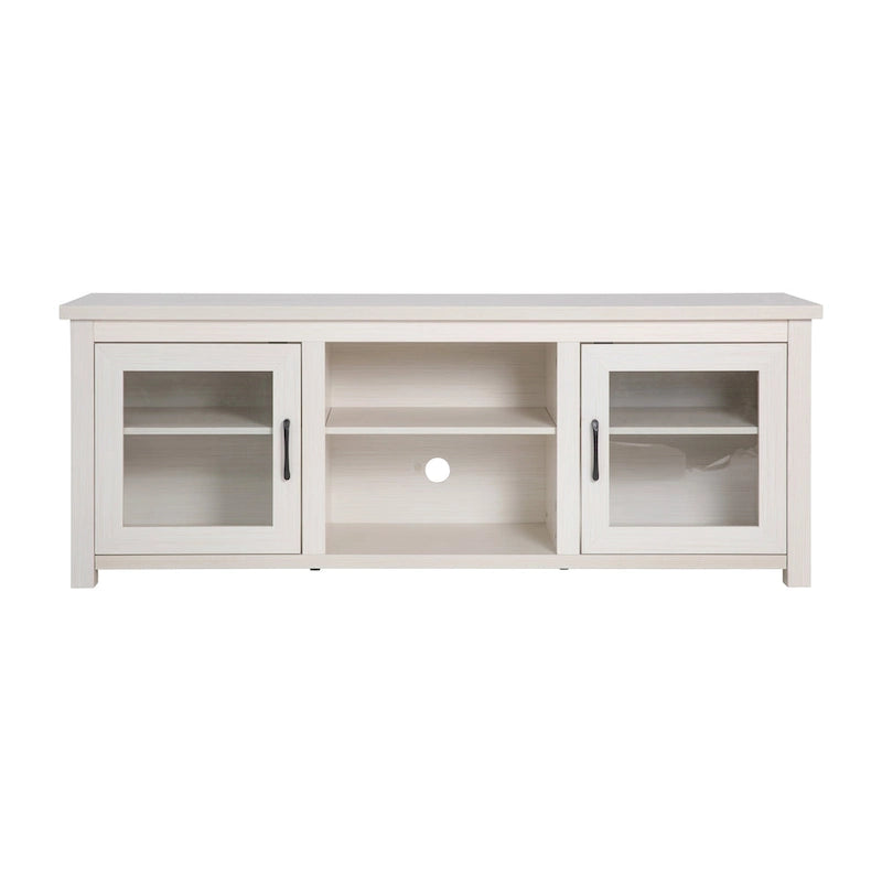 Meuble TV classique pour téléviseurs jusqu'à 80 pouces - Portes vitrées - Finition moderne - 65 L x 16 P x 23,625 H