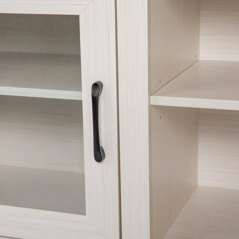 Meuble TV classique pour téléviseurs jusqu'à 80 pouces - Portes vitrées - Finition moderne - 65 L x 16 P x 23,625 H