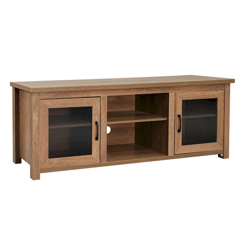 Meuble TV classique pour téléviseurs jusqu'à 80 pouces - Portes vitrées - Finition moderne - 65 L x 16 P x 23,625 H