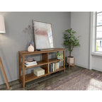 Bibliothèque basse et large 54W à 2 étagères, noyer