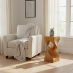 Tabouret/table en bois double torsion, chêne huilé - 14 x 14 x 30