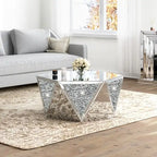 Table basse miroir - Table d'appoint diamant de cristal