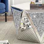 Table basse miroir - Table d'appoint diamant de cristal