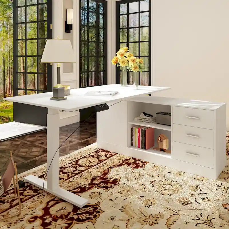 Bureau debout grande taille avec élévateur électrique - Plateau de 160x80cm en PC