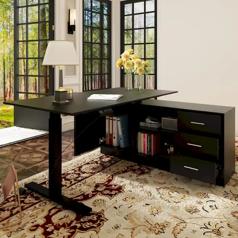 Bureau debout grande taille avec élévateur électrique - Plateau de 160x80cm en PC