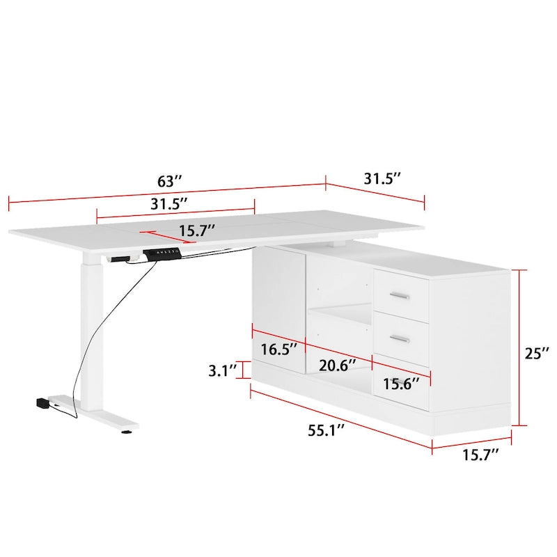 Bureau debout grande taille avec élévateur électrique - Plateau de 160x80cm en PC