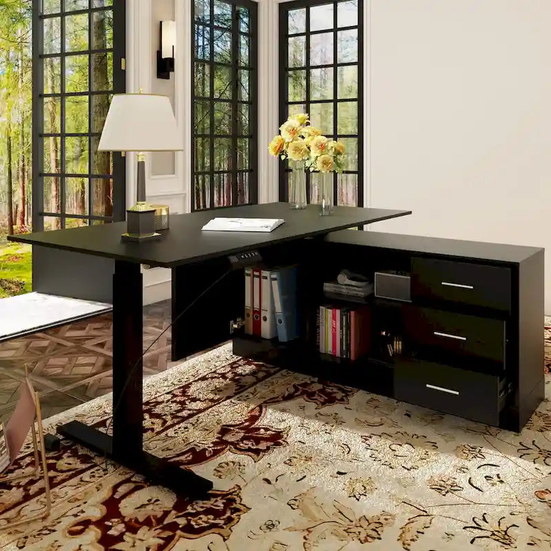 Bureau debout grande taille avec élévateur électrique - Plateau de 160x80cm en PC