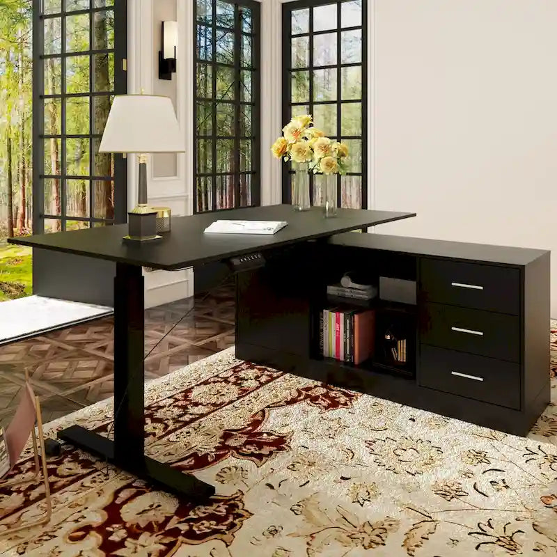 Bureau debout grande taille avec élévateur électrique - Plateau de 160x80cm en PC
