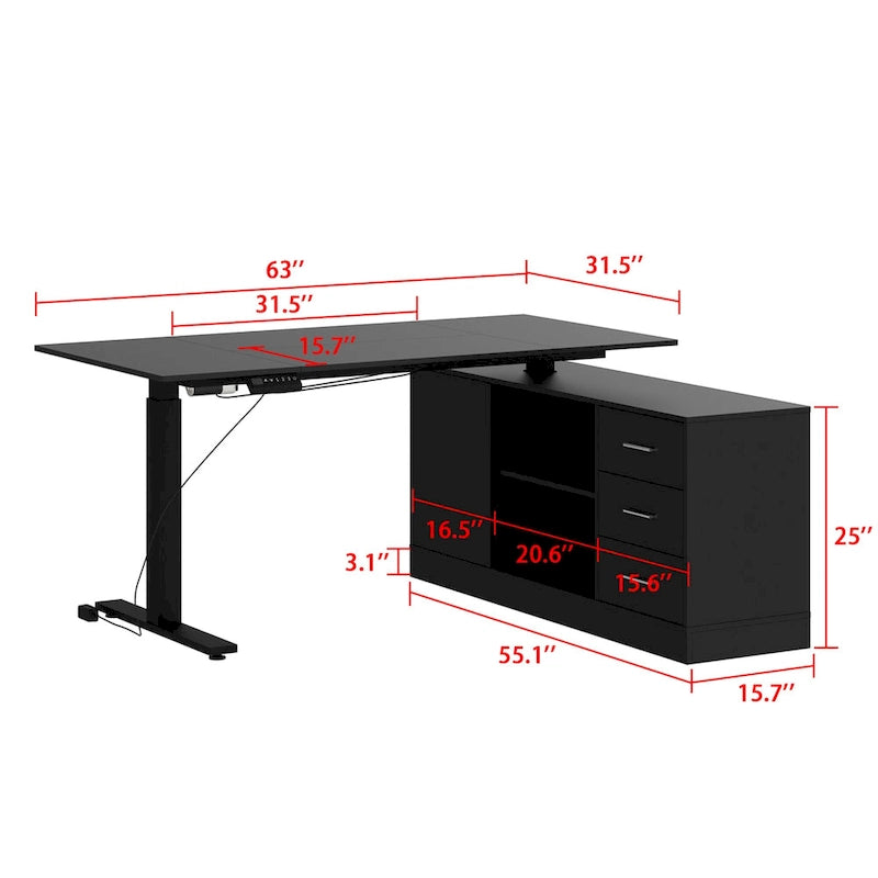 Bureau debout grande taille avec élévateur électrique - Plateau de 160x80cm en PC