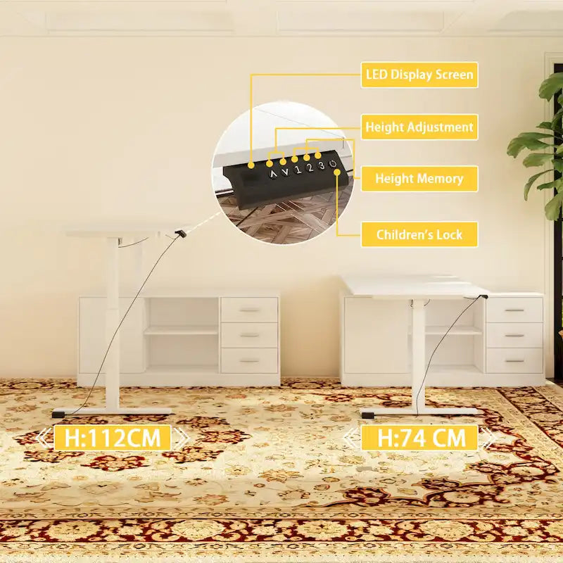 Bureau debout grande taille avec élévateur électrique - Plateau de 160x80cm en PC