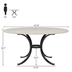 Table à manger ronde pour 4-6 personnes, Table de cuisine de ferme de 120 cm pour salle à manger, salon, rustique
