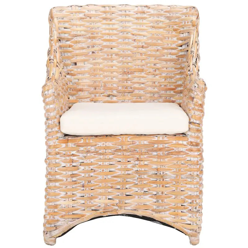 Fauteuil à oreilles en osier marron délavé (entièrement assemblé) - 26 L x 23 P x 34 H - 26Lx23Px34H
