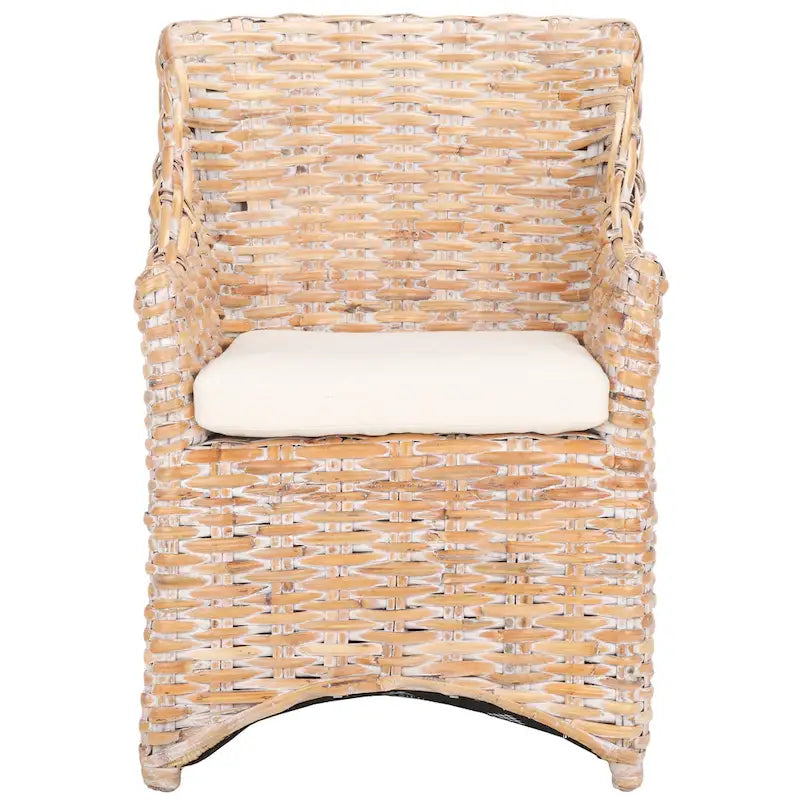 Fauteuil à oreilles en osier marron délavé (entièrement assemblé) - 26 L x 23 P x 34 H - 26Lx23Px34H