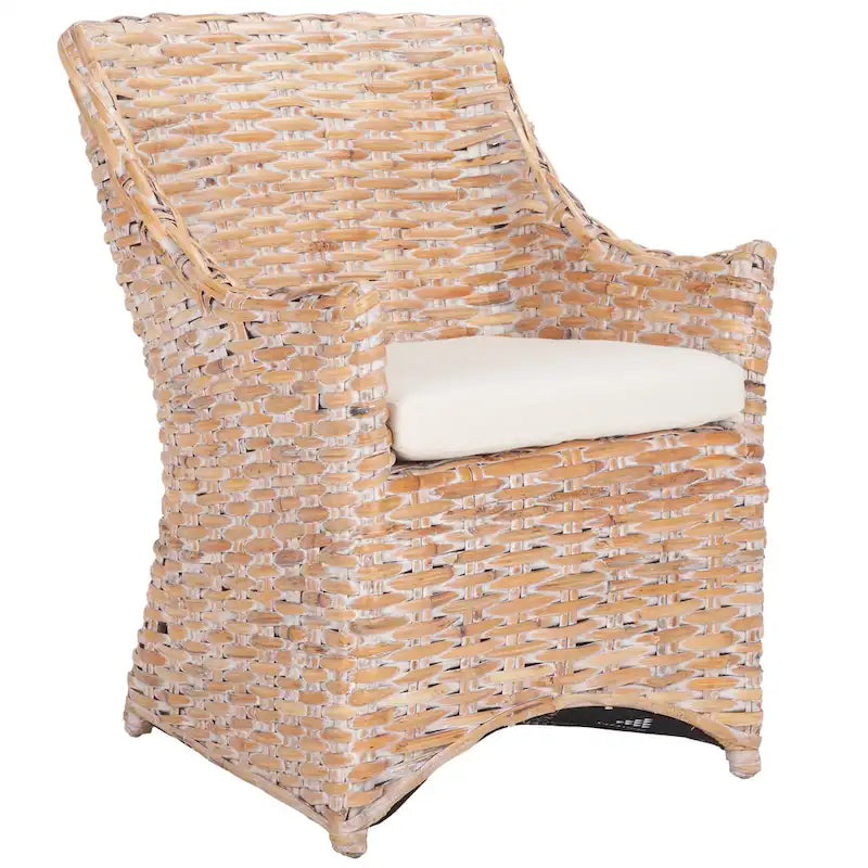 Fauteuil à oreilles en osier marron délavé (entièrement assemblé) - 26 L x 23 P x 34 H - 26Lx23Px34H