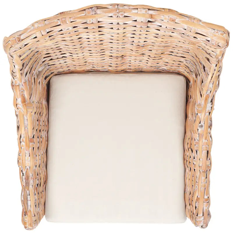 Fauteuil à oreilles en osier marron délavé (entièrement assemblé) - 26 L x 23 P x 34 H - 26Lx23Px34H