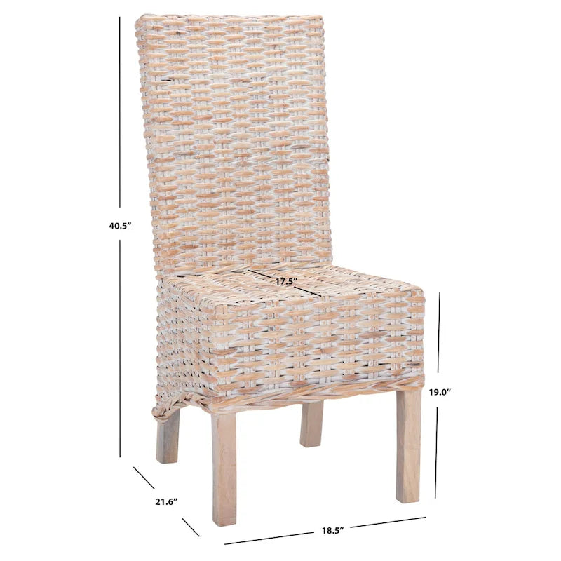 Fauteuil à oreilles en osier marron délavé (entièrement assemblé) - 26 L x 23 P x 34 H - 26Lx23Px34H