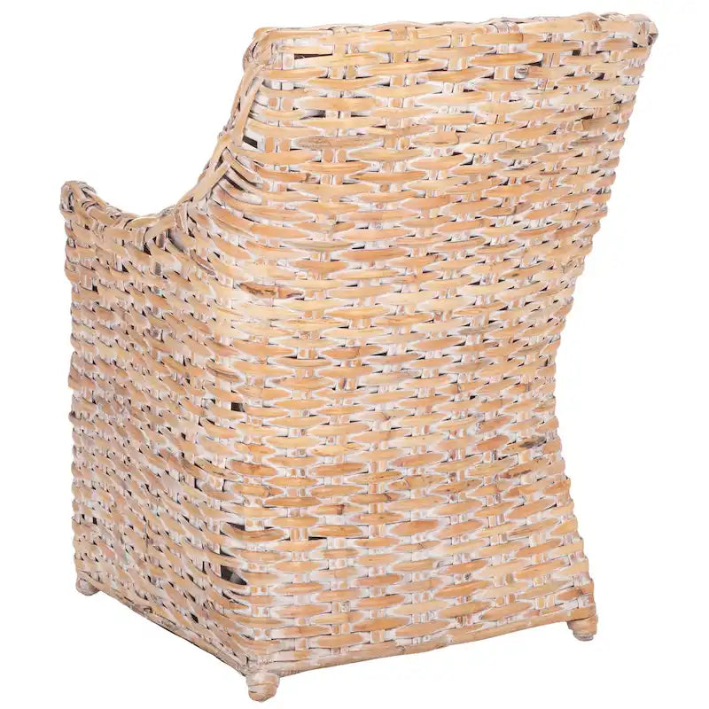 Fauteuil à oreilles en osier marron délavé (entièrement assemblé) - 26 L x 23 P x 34 H - 26Lx23Px34H
