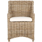 Fauteuil à oreilles en osier marron délavé (entièrement assemblé) - 26 L x 23 P x 34 H - 26Lx23Px34H