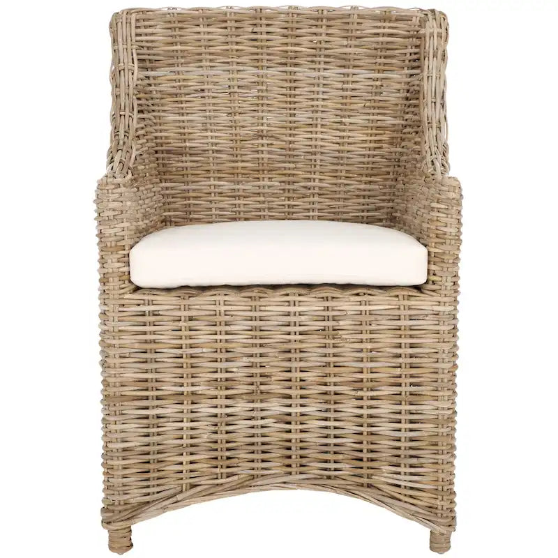 Fauteuil à oreilles en osier marron délavé (entièrement assemblé) - 26 L x 23 P x 34 H - 26Lx23Px34H