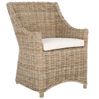 Fauteuil à oreilles en osier marron délavé (entièrement assemblé) - 26 L x 23 P x 34 H - 26Lx23Px34H